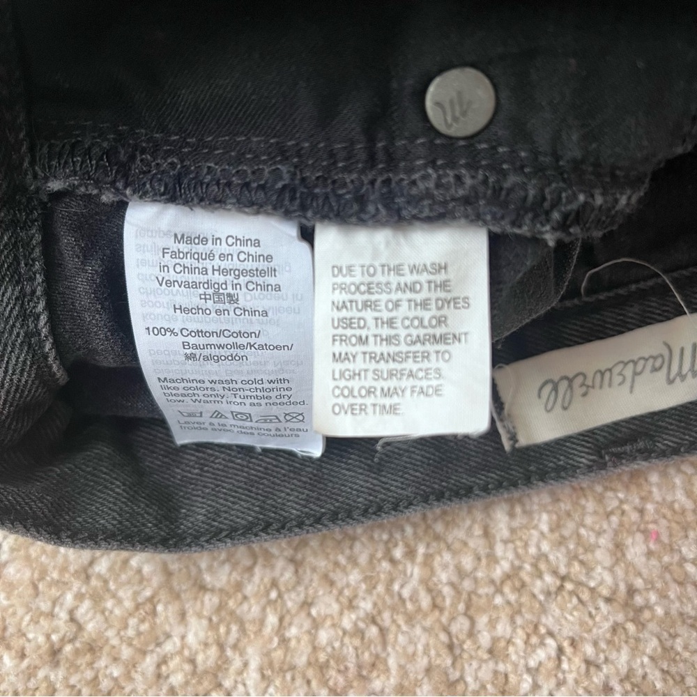 Madewell Black Rigid Denim A-Line Distressed Mini Skirt Size 25 - Picture 3 of 13